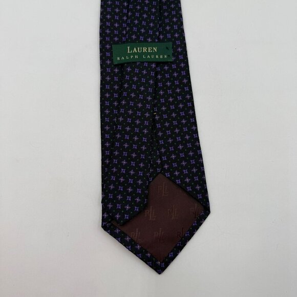Lauren Ralph Lauren Mens 100% Silk Tie Purple Floral Pattern Hand Finished - Picture 3 of 6